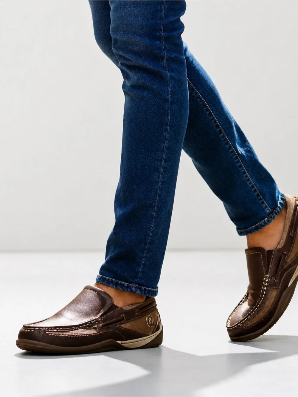 Margaritaville Men's Dark Brown Leather Slip-On Loafers